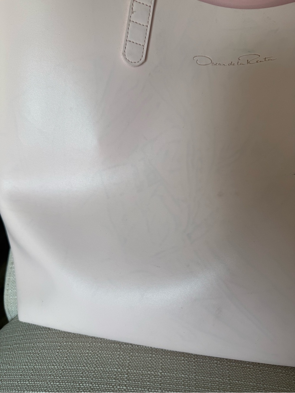 Oscar de la Renta Pink Faux Leather Open Tote Shoulder Bag Large Shopper Bag - Picture 8 of 15